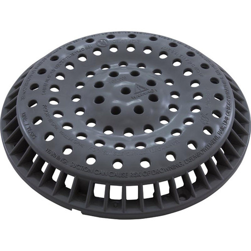 Main Drain Grate, Waterway Anti Vortex, 8" Round, Gray