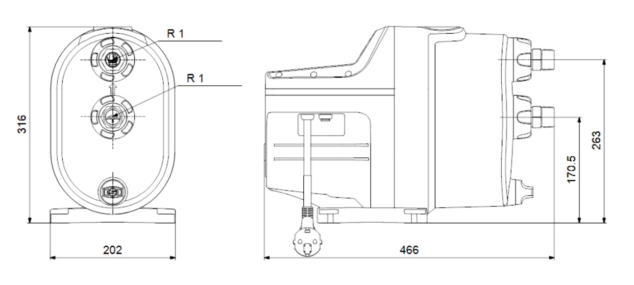 Grundfos Scala1 5-55 dimensional drawing