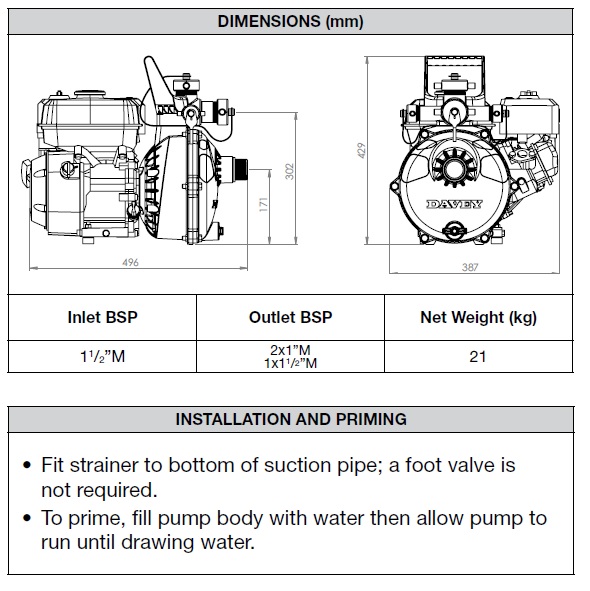 Davey 5150HD dimensions