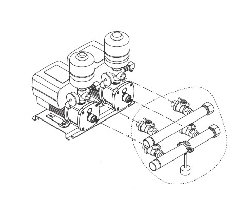 Grundfos CMBE Twin connection drawing