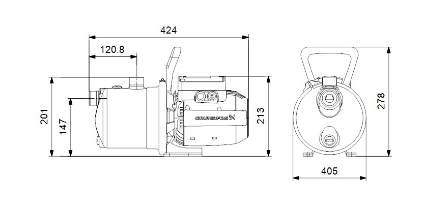 Grundfos JP 4-54 dimensions