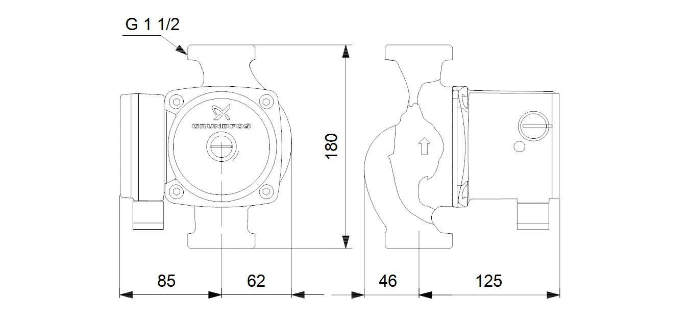 UPS 25-80 N 180 dimensions