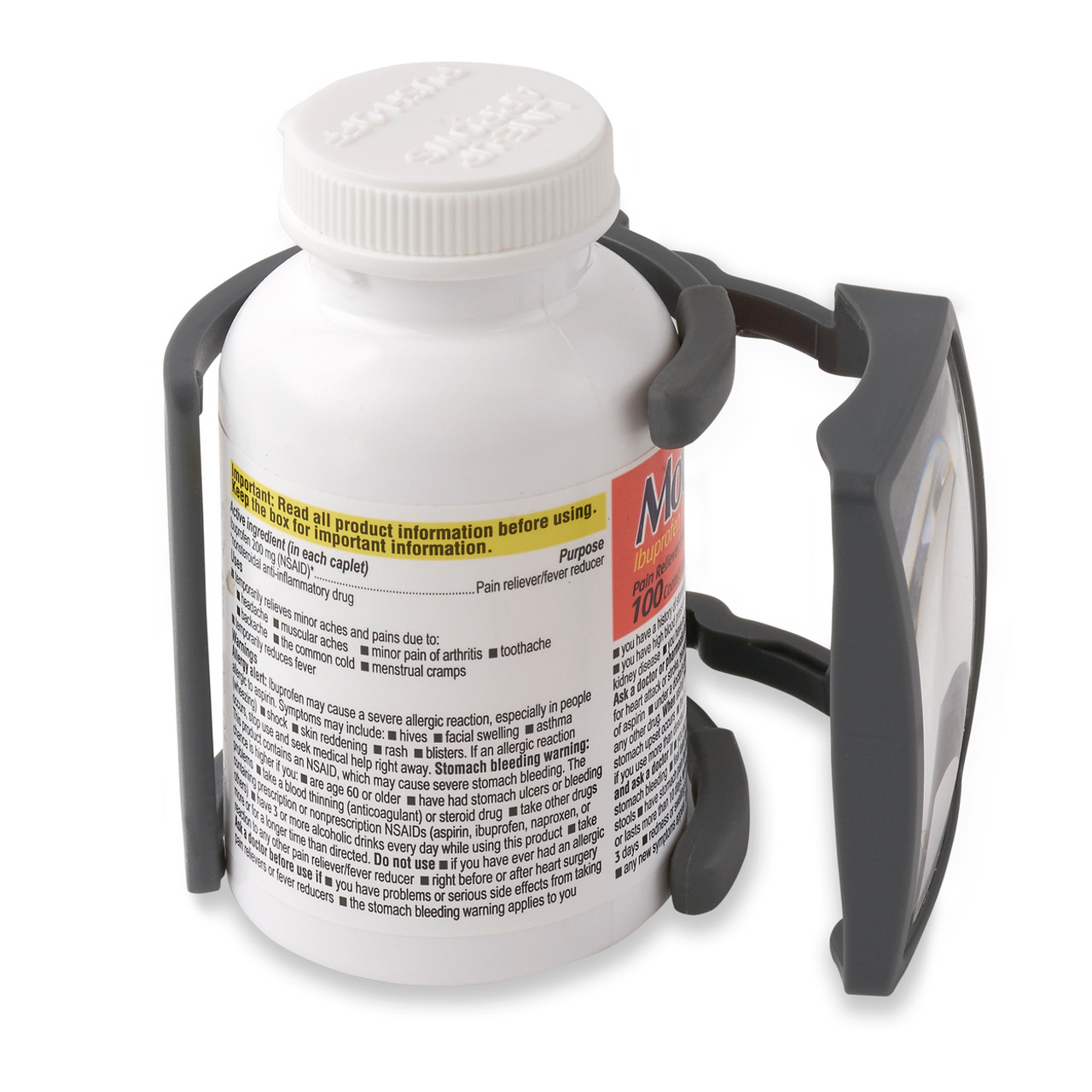 Image: prescription bottle magnifier, side