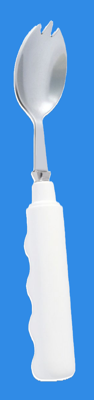 image: spork with blue background in a vertical position