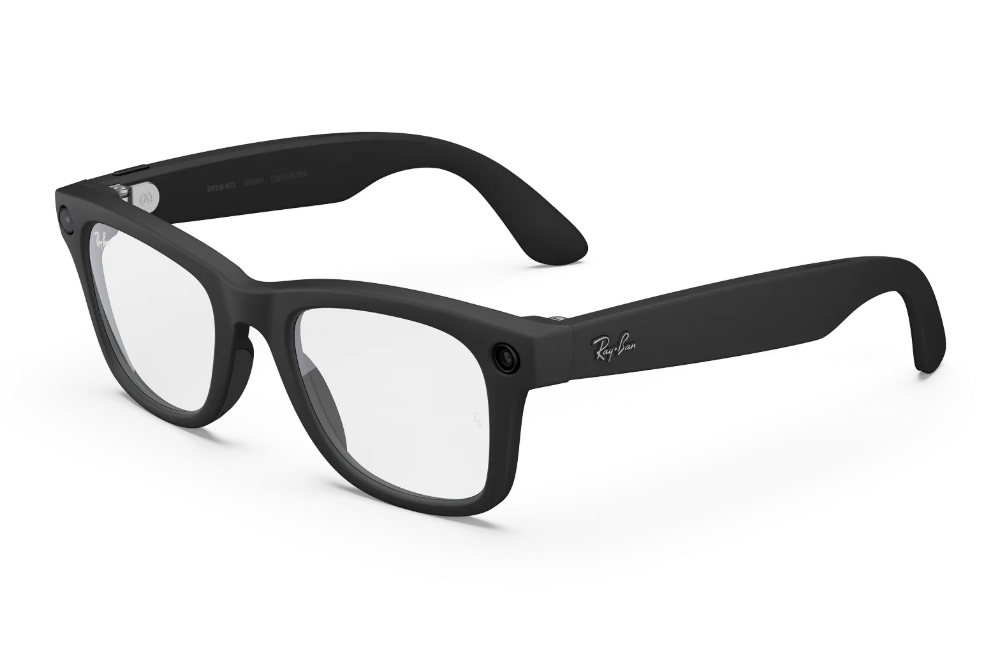 Image: Ray ban meta glasses in wayfarer frame, angled left