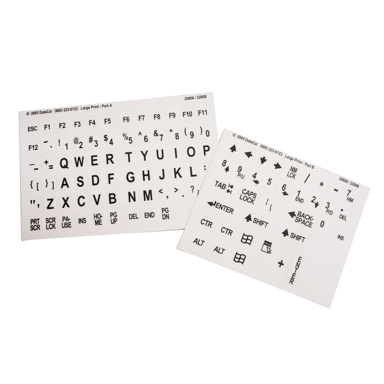 Image: large print keyboard labels, black on white