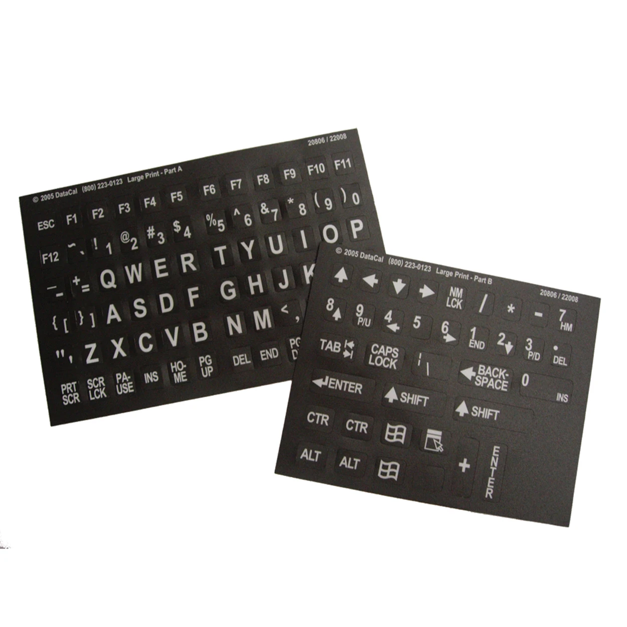 image: large print computer labels, white on black