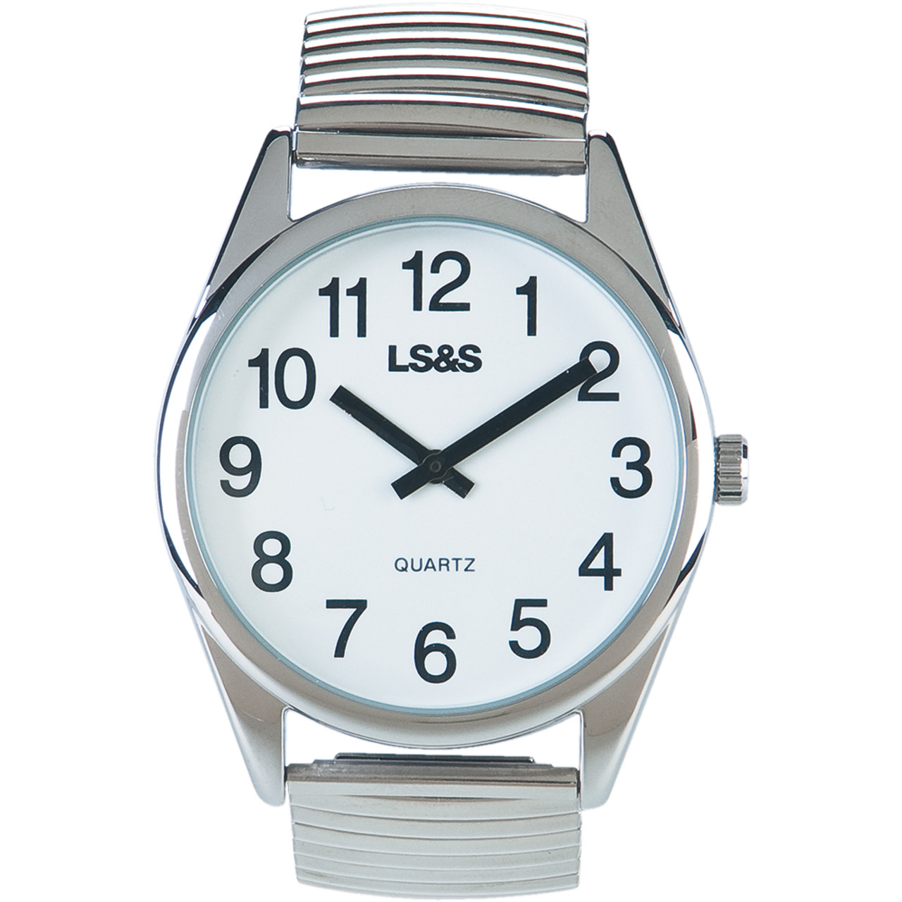 Low Vision Watch - White Face - Silver Expansion Band