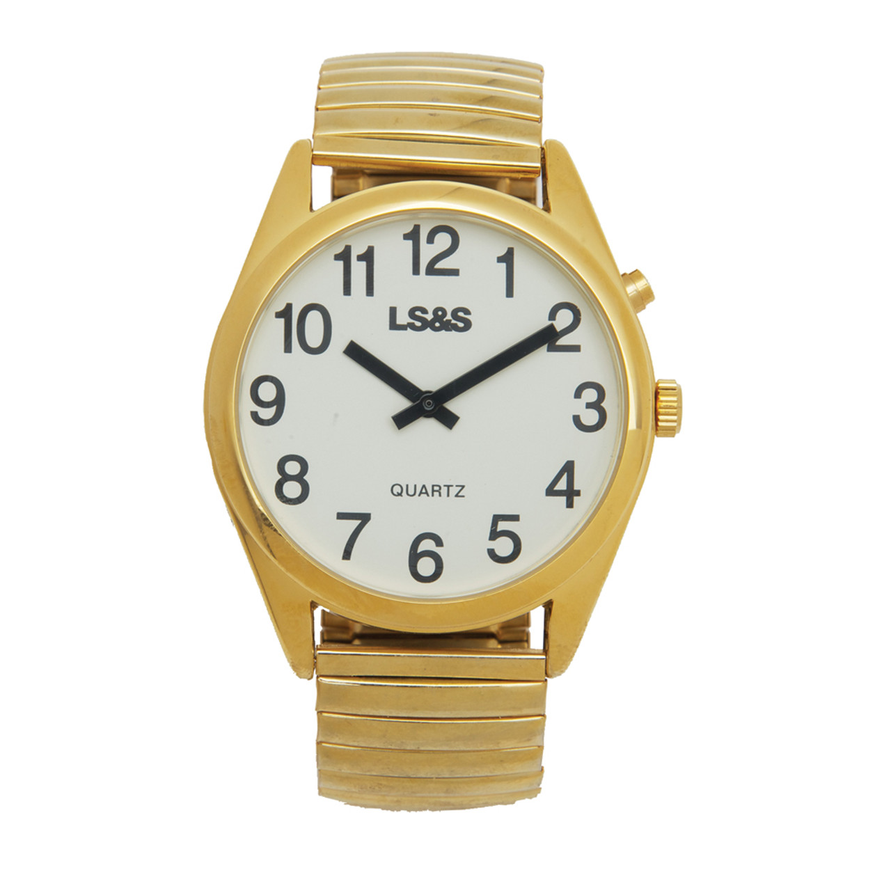 XL Talking Watch - 1 Button - Gold Case - Gold Band White Face