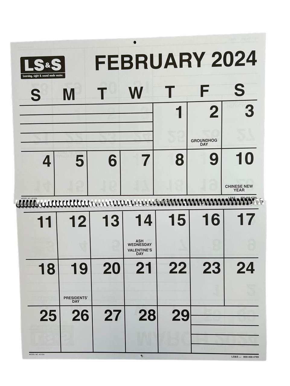 Image: extra large 2024 low vision calendar, inside