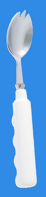 image: spork with blue background in a vertical position