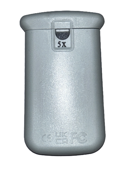 Image: rechargeable slider magnifier, back side, closed