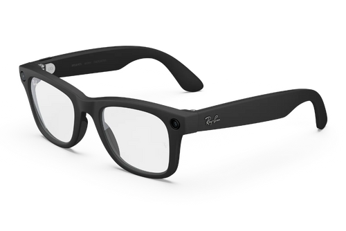 Image: Ray ban meta glasses in wayfarer frame, angled left