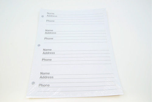 Address Book Refill 25 sheets