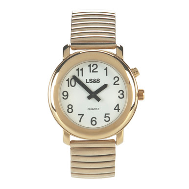 Low Vision Gold Tone Watch With White Face and Leather Band