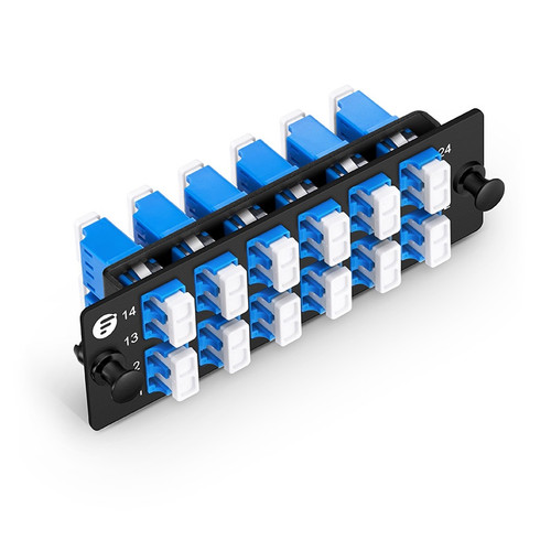 FHD® Fiber Adapter Panel, 24 Fibers OS2 Single Mode, 12 x LC UPC Duplex (Blue) Adapter, Ceramic Sleeve FHD® Fiber Adapter Panel, 24 Fibers OS2 Single Mode, 12 x LC UPC Duplex (Blue) Adapter, Ceramic Sleeve