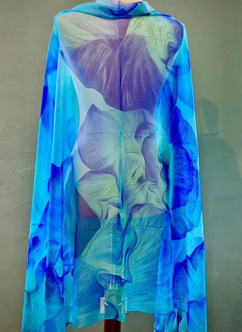 Blue Hibiscus Silk Sarong / Scarf