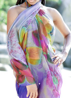Spa flower (purple) 100% silk Sarong / scarf 