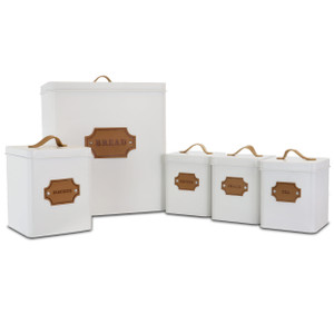 MegaChef Kitchen Food Storage and Organization 5 Piece Canister Set in White D970-MG-415