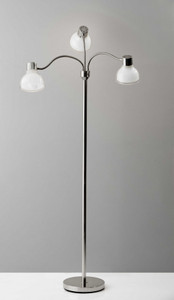 69" Nickel Three Light Tree Floor Lamp with White Bowl Shade N270-372611 69" Nickel Three Light Tree Floor Lamp with White Bowl Shade N270-372611