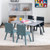 5 Pieces Kids Wooden Activity Play Furniture Set with Building Blocks-Blue - Color: Blue D681-HY10034BL