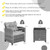 3 Pieces Outdoor Wicker Conversation Set with Tempered Glass Tabletop-Gray - Color: Gray D681-HW70267GR