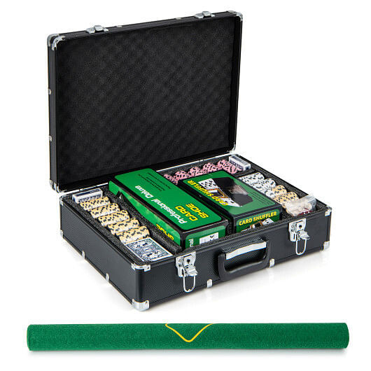 600-Piece Poker Chip Set 14 Gram Claytec Chips with Carrying Case-Black - Color: Black D681-UY10100BK