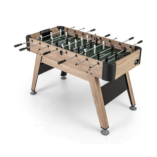 54 Inch Foosball Table Arcade Soccer Game Table with 2 Balls and 26 Players-Natural B593-UY10096