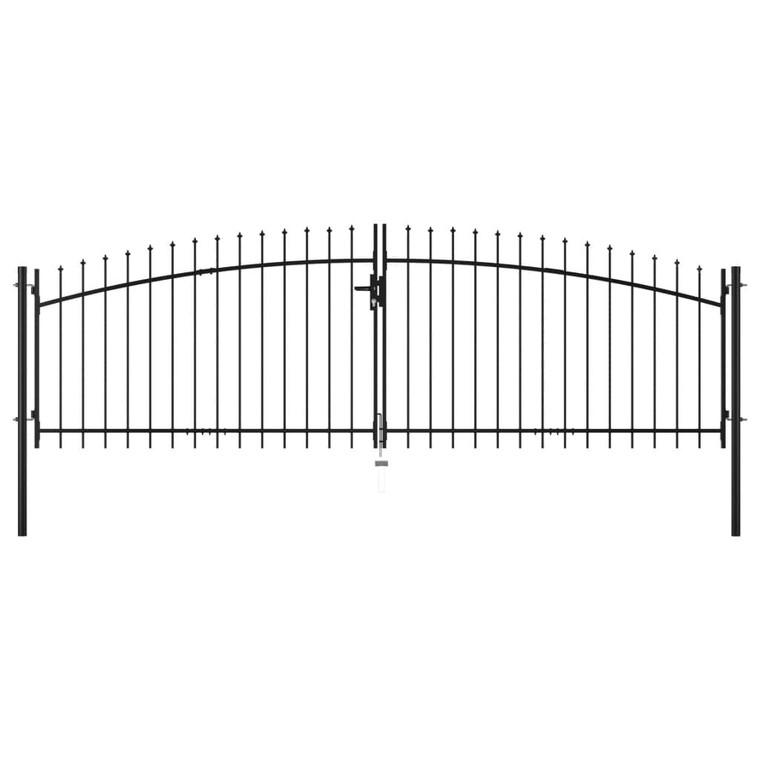 Double Door Fence Gate with Spear Top 157.5"x59.1" A949-144360