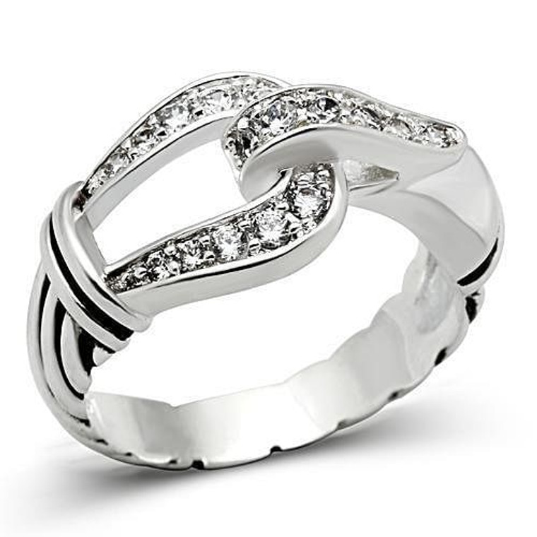 SS050 - Silver 925 Sterling Silver Ring with AAA Grade CZ  in Clear A874-SS050