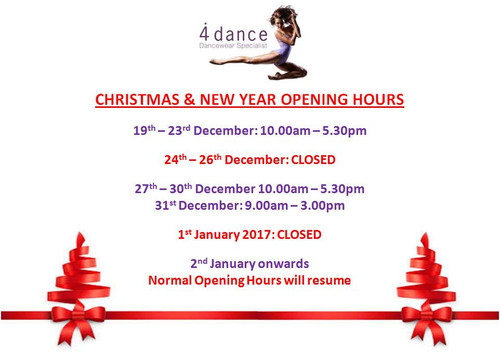 CHRISTMAS & NEW YEAR OPENING HOURS