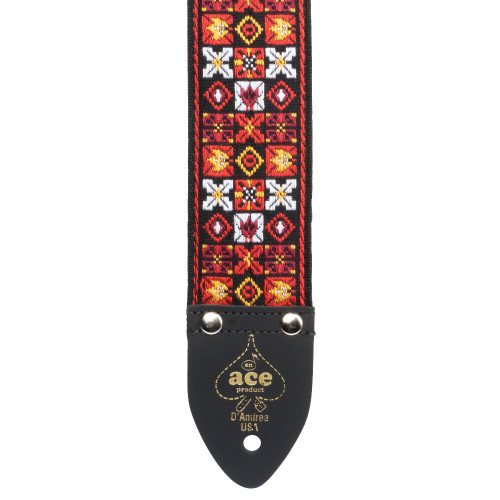 During the Rock-and-Roll glory days of the '60's and '70s, Ace Guitar Straps were worn by many iconic artists of the time including Jimi Hendrix, Bob Dylan, John Lennon, Eric Clapton and Elvis Presley. The design team at D'Andrea USA has gone to great lengths to replicate the Ace Strap designs seen in many historical photographs of the period. "Let Your Freak Flag Fly" and hang your favourite guitar around your shoulder with an Ace Vintage Reissue Strap by D'Andrea USA. This vintage line of straps is based on the legends that wore them back in the 60's and 70's, each strap is 2.0" wide, equipped with leather ends and a comfortable stitched vinyl layer on the inside of the strap. Unlike many straps made today, these straps feature a metal adjustment buckle. These straps truly bring back the classic vibe!