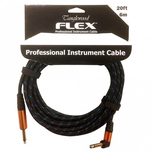 TANGLEWOOD Flex FX6BB-A Professional Instrument Cable with Braided Straight to Angled, 6m