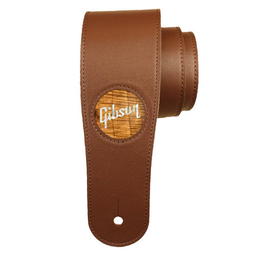 Guild® by Thalia Brown Guitar Strap ~ AAA Hawaiian Koa with Guild® Pearl Logo