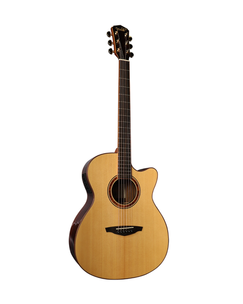 VEELAH V5 SERIES GUITAR, ELECTRO OM WITH CUTAWAY, SOLID TOP, SPRUCE W/ VEELAH LUXURY PADDED GIG BAG