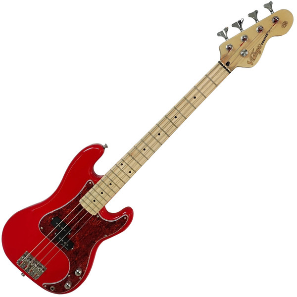 Vintage V30 Maple 7/8 Size Coaster Series Bass Guitar ~ Gloss Red - SPECIAL OFFER