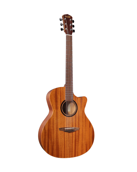 VEELAH V1 SERIES GUITAR - ACOUSTIC GA WITH CUTAWAY, SOLID TOP - MAHOGANY W/ VEELAH LUXURY PADDED GIG BAG