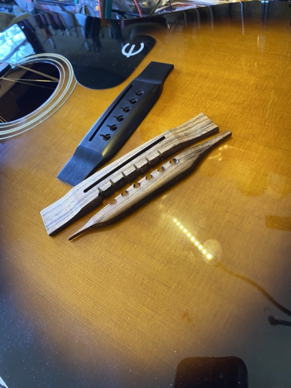 Acoustic guitar repair in progress