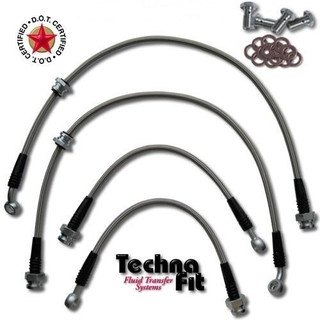 Techna-Fit Stainless Steel Braided Brake Lines FRONT and REAR For 2007-2008 Acura TL Type-S with Brembo Front Caliper