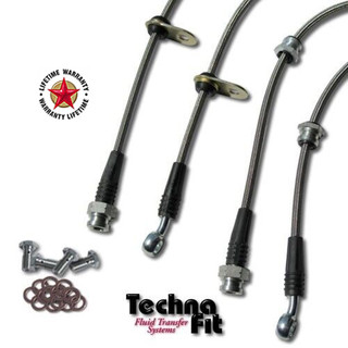 Techna-Fit Stainless Steel Braided Brake Lines FRONT and REAR For 1993-1995 Honda Civic EX Rear Drum