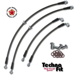 Techna-Fit Stainless Steel Braided Brake Lines FRONT and REAR For 2003-2006 Mitsubishi Evolution VIII IX Evo 8 9