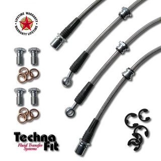 Techna-Fit Stainless Steel Braided Brake Lines FRONT and REAR For 2004-2007 Subaru Impreza WRX and WRX STi