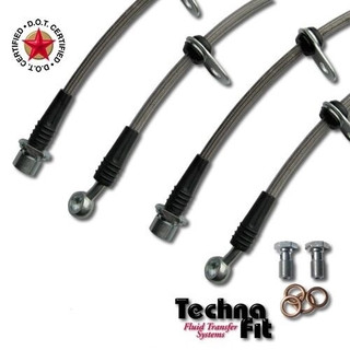 Techna-Fit Stainless Steel Braided Brake Lines FRONT and REAR For 1998-2003 Toyota Sienna Rear Drum Brakes