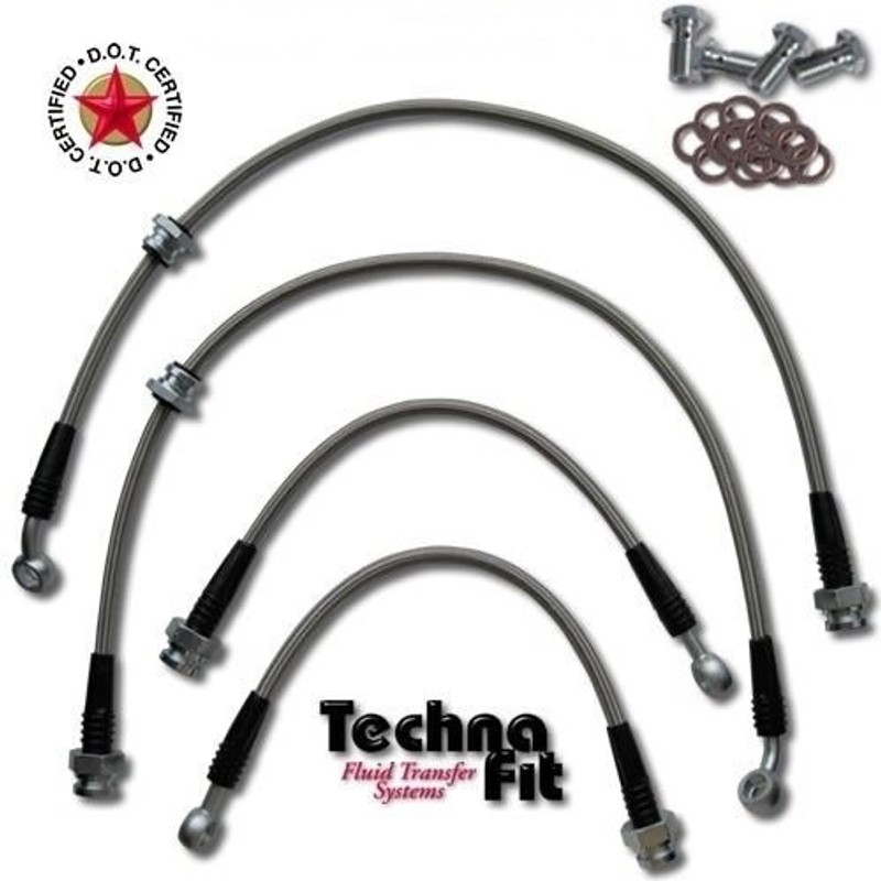 Techna-Fit Stainless Steel Braided Brake Lines FRONT and REAR For 1991-1995 Acura Legend