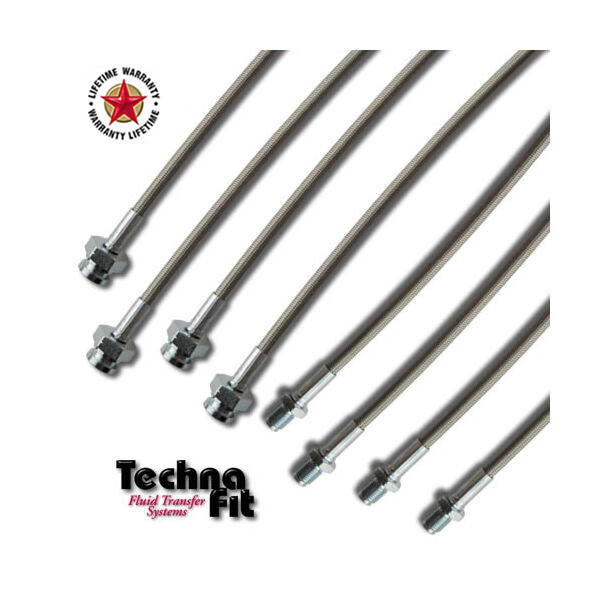 Techna-Fit Stainless Steel Braided Brake Lines FRONT and REAR For 1992-1996 Dodge Stealth FWD