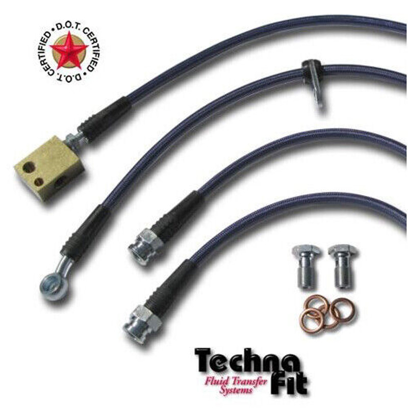Techna-Fit Stainless Steel Braided Brake Lines FRONT and REAR For 2007 2008 Honda Fit