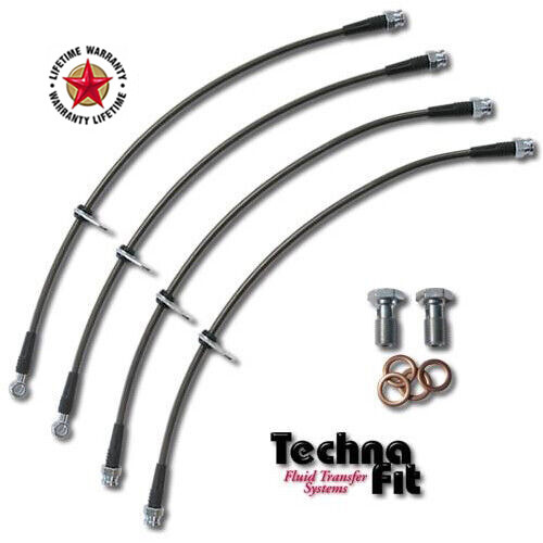 Techna-Fit Stainless Steel Braided Brake Lines FRONT and REAR For 2008-2016 Mitsubishi Evolution X