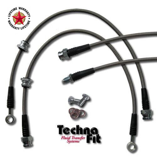 Techna-Fit Stainless Steel Braided Brake Lines FRONT and REAR For 2002-2007 Mitsubishi Lancer 2.0L Rear Drum