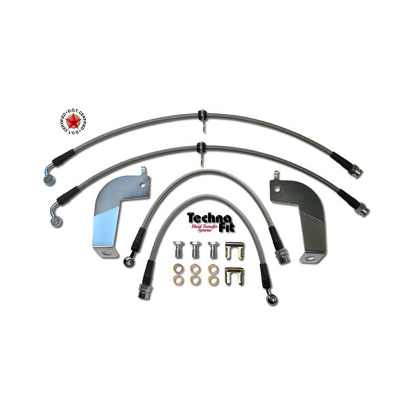 Techna-Fit Stainless Steel Braided Brake Lines FRONT and REAR For 1999-2004 Ford Mustang Cobra