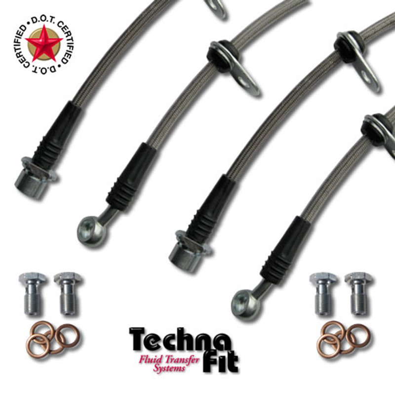 Techna-Fit Stainless Steel Braided Brake Lines FRONT and REAR For 1990-1993 Toyota Celica All Trac